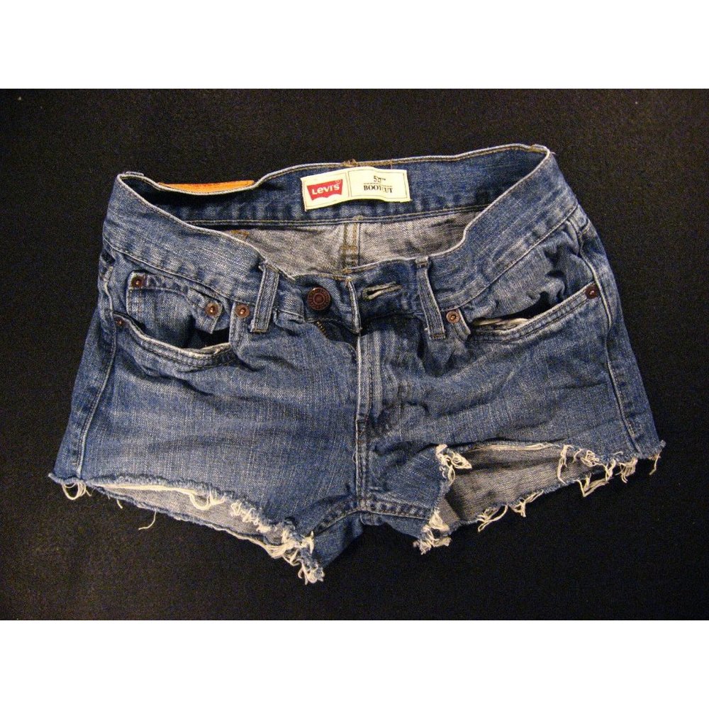 LEVIS 527 Womans CUTOFF JEANS SHORTS W 26 Denim Red Tab Daisy Dukes LOW RISE Jun